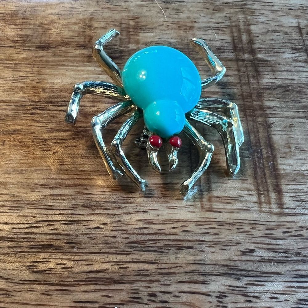 Blue gold tone slide brooch pin